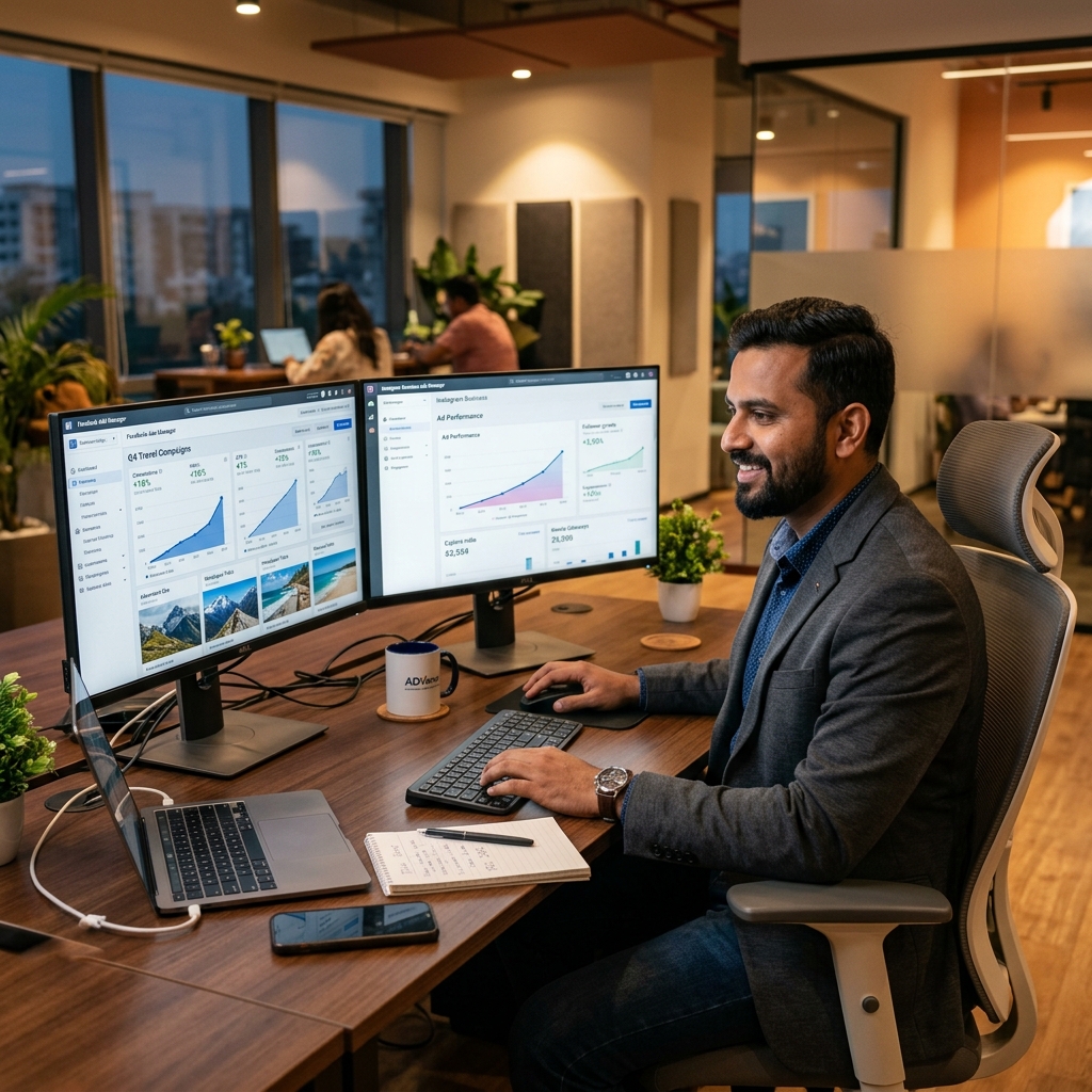 Expert digital marketer managing travel ad campaigns